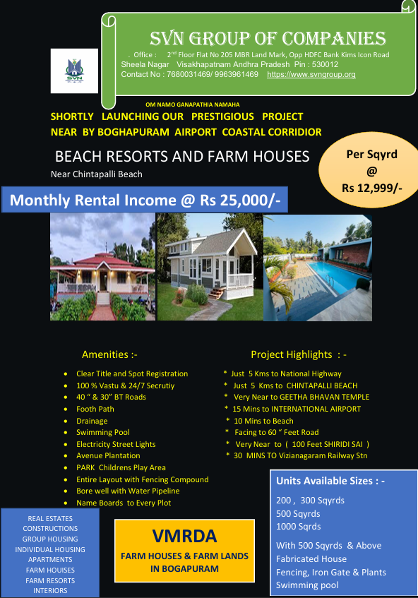 Bhogapuram Coastal Corridor - Beach Resorts & Farm Houses Poster